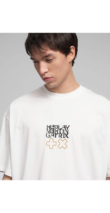 オーバーフィット REPLAY X MARTIN GARRIX ロゴ&レタリング Tシャツ 詳細画像 オフホワイト 5
